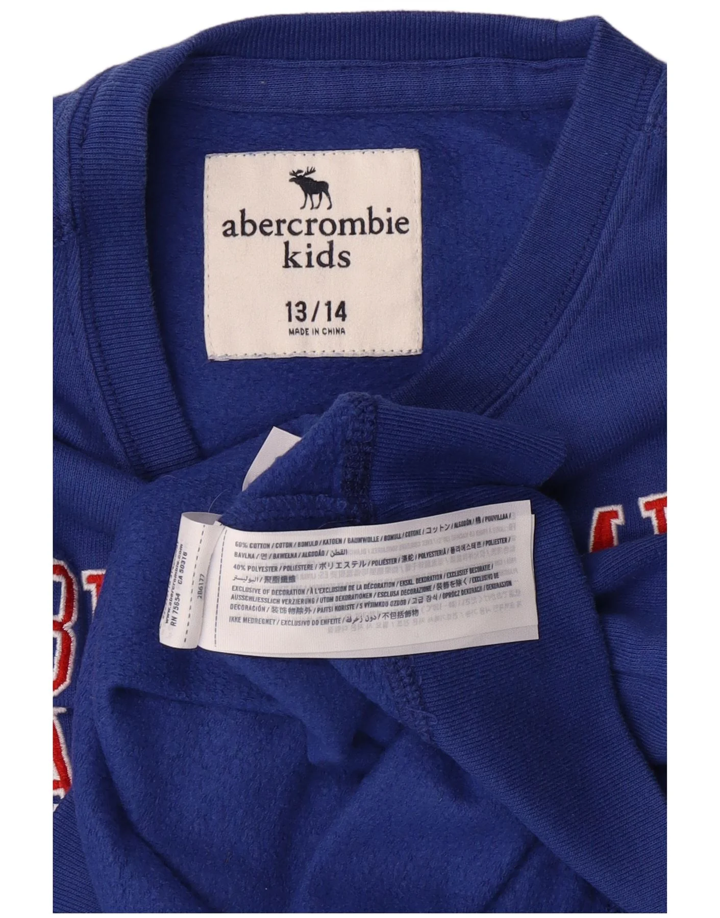 ABERCROMBIE & FITCH Boys Graphic Sweatshirt Jumper 13-14 Years Blue Cotton - Imagen 3