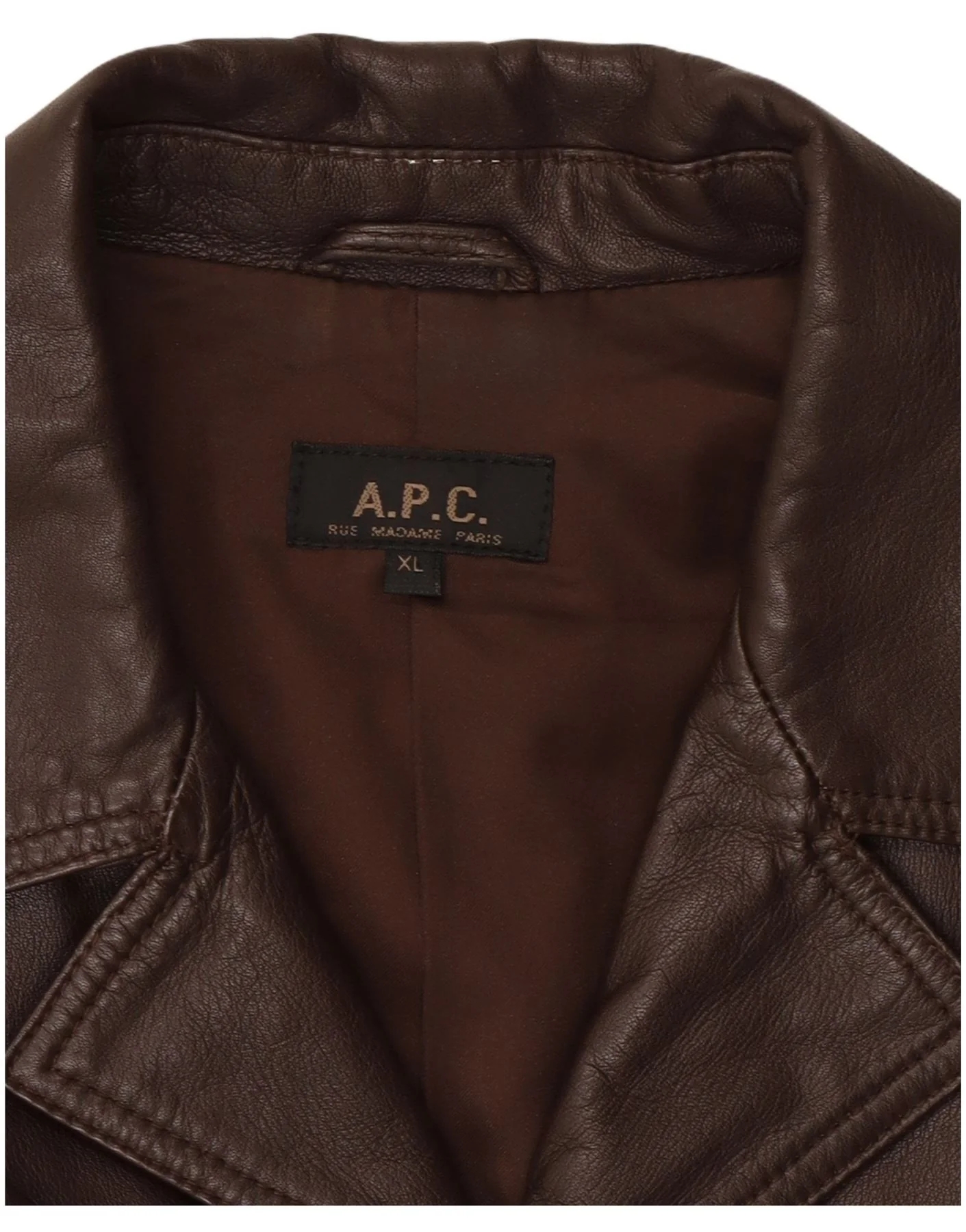 A.P.C Mens Leather Utility Jacket UK 42 XL Brown Leather - Imagen 3