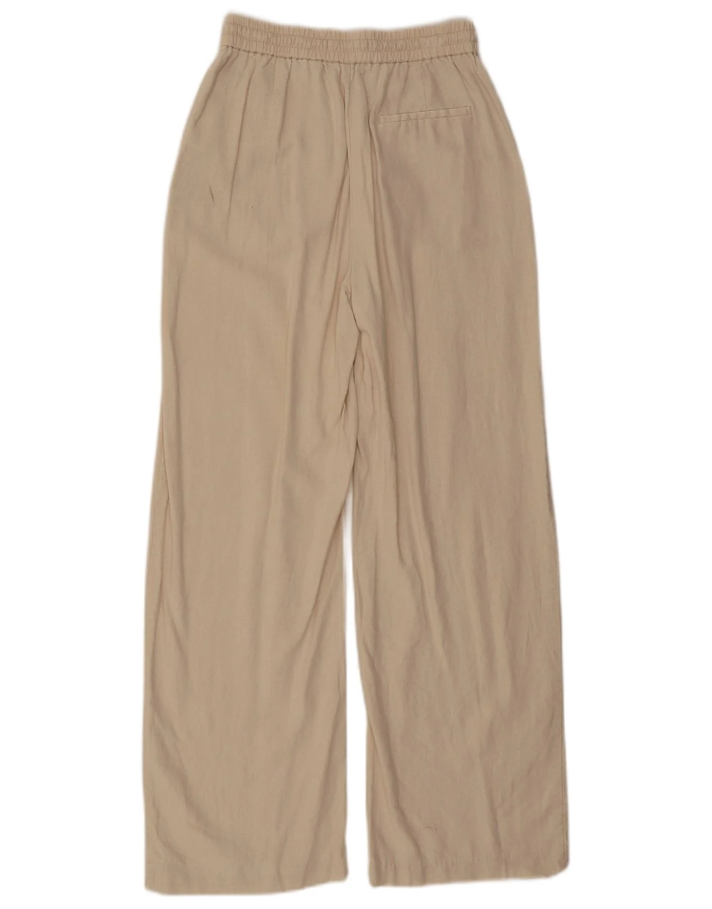 ZARA Womens Wide Leg Casual Trousers Small W26 L28 Beige Linen