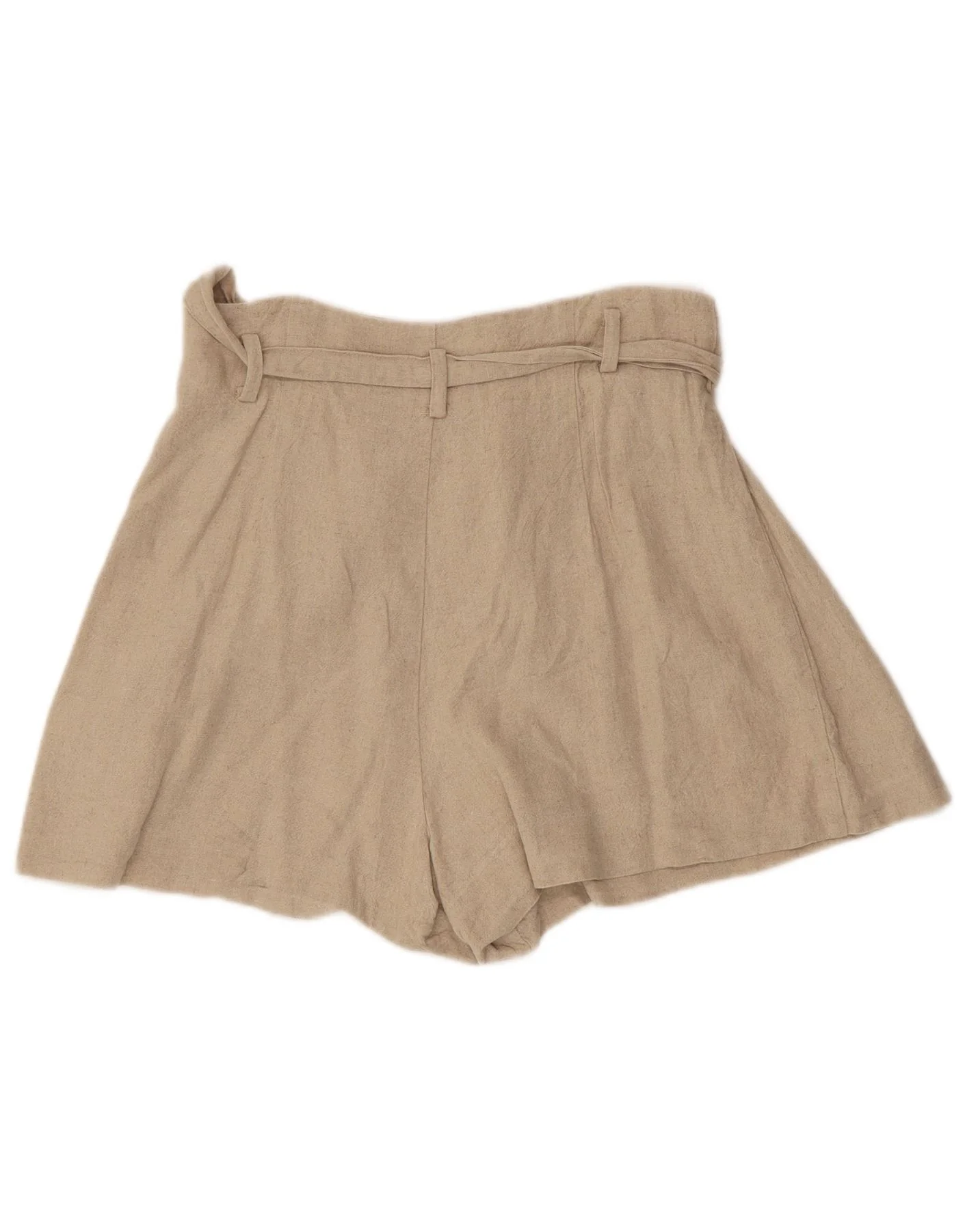 ZARA Womens High Waist Casual Shorts Medium W32 Beige Linen