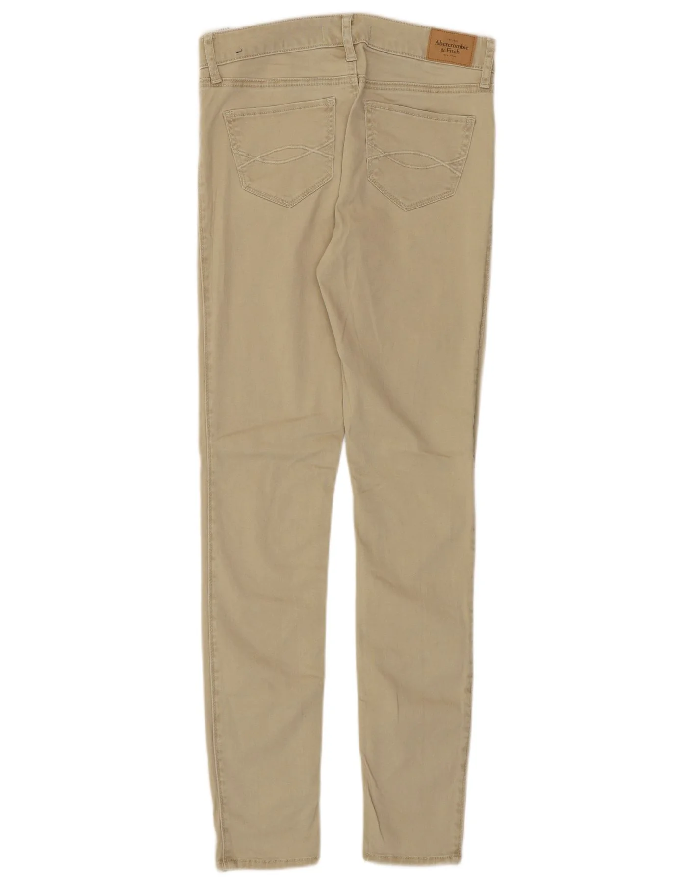 ABERCROMBIE & FITCH Pantalones casuales ajustados para mujer W25 L28 Algodón beige