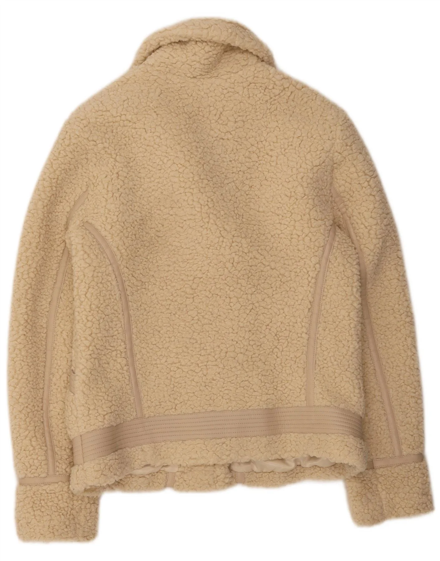 ABERCROMBIE & FITCH Womens Fleece Jacket UK 10 Small Beige Polyester