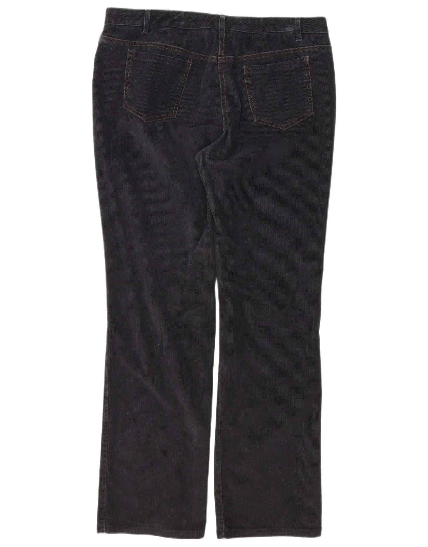 BELFE Womens Bootcut Corduroy Trousers UK 14 Large W36 L29 Black Cotton