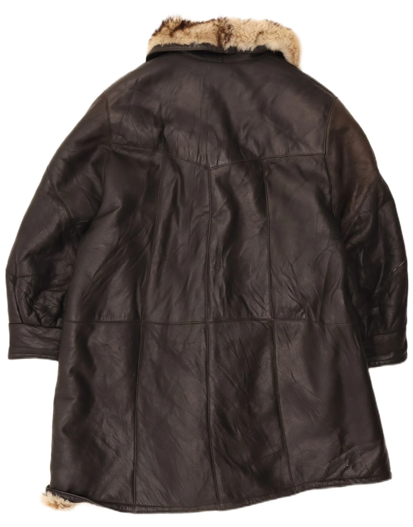 Abrigo de piel de oveja vintage para mujer, talla 16 del Reino Unido, piel negra