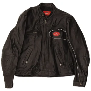 MOTO GUZZI Mens Moto Racer Leather Jacket UK 44 2XL Black Leather