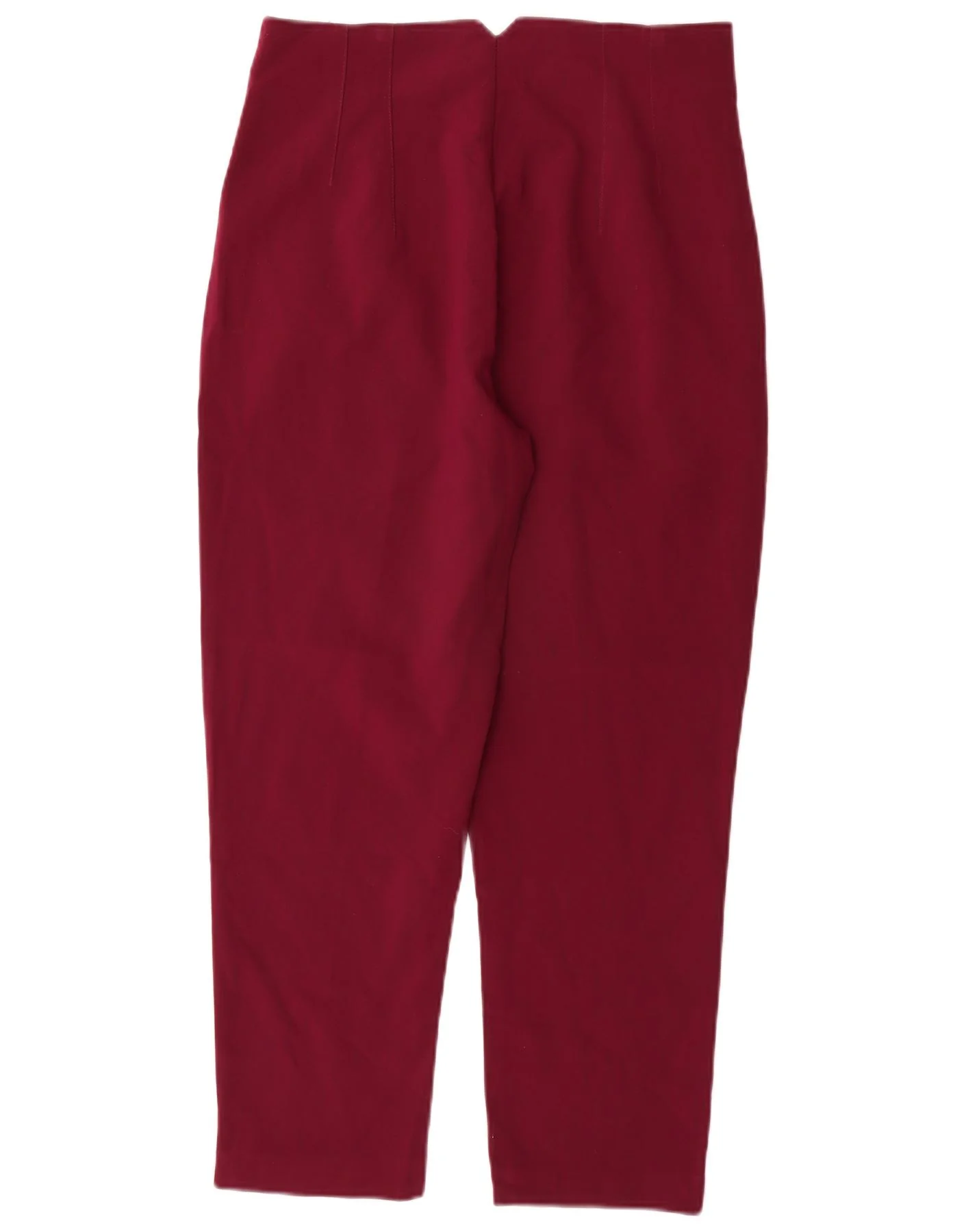 ZARA Womens High Waist Tapered Cropped Trousers Large W30 L26 Burgundy