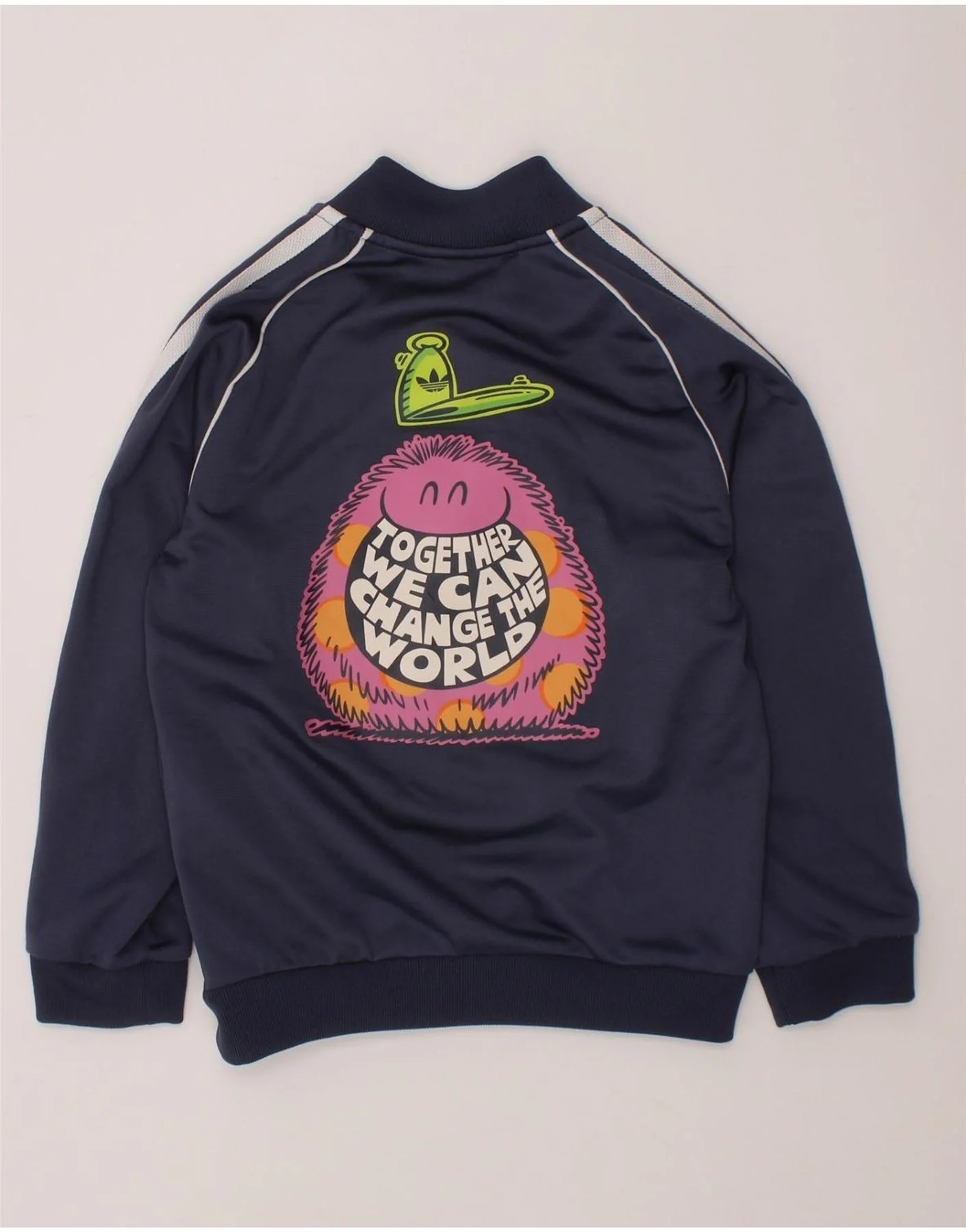 ADIDAS Boys Graphic Chándal Top Chaqueta 4-5 Años Azul Marino Poliéster