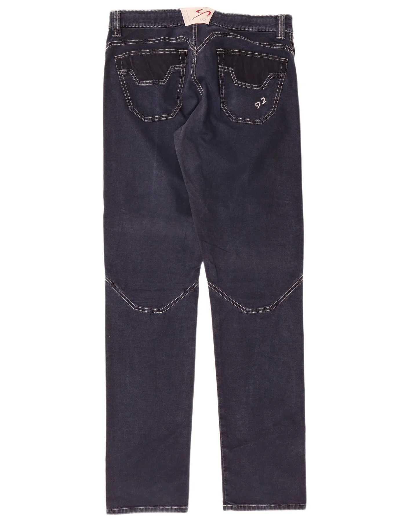 9.2 BY CARLO CHIONNA Pantalón casual de mujer W36 L32 Azul marino con bloques de color