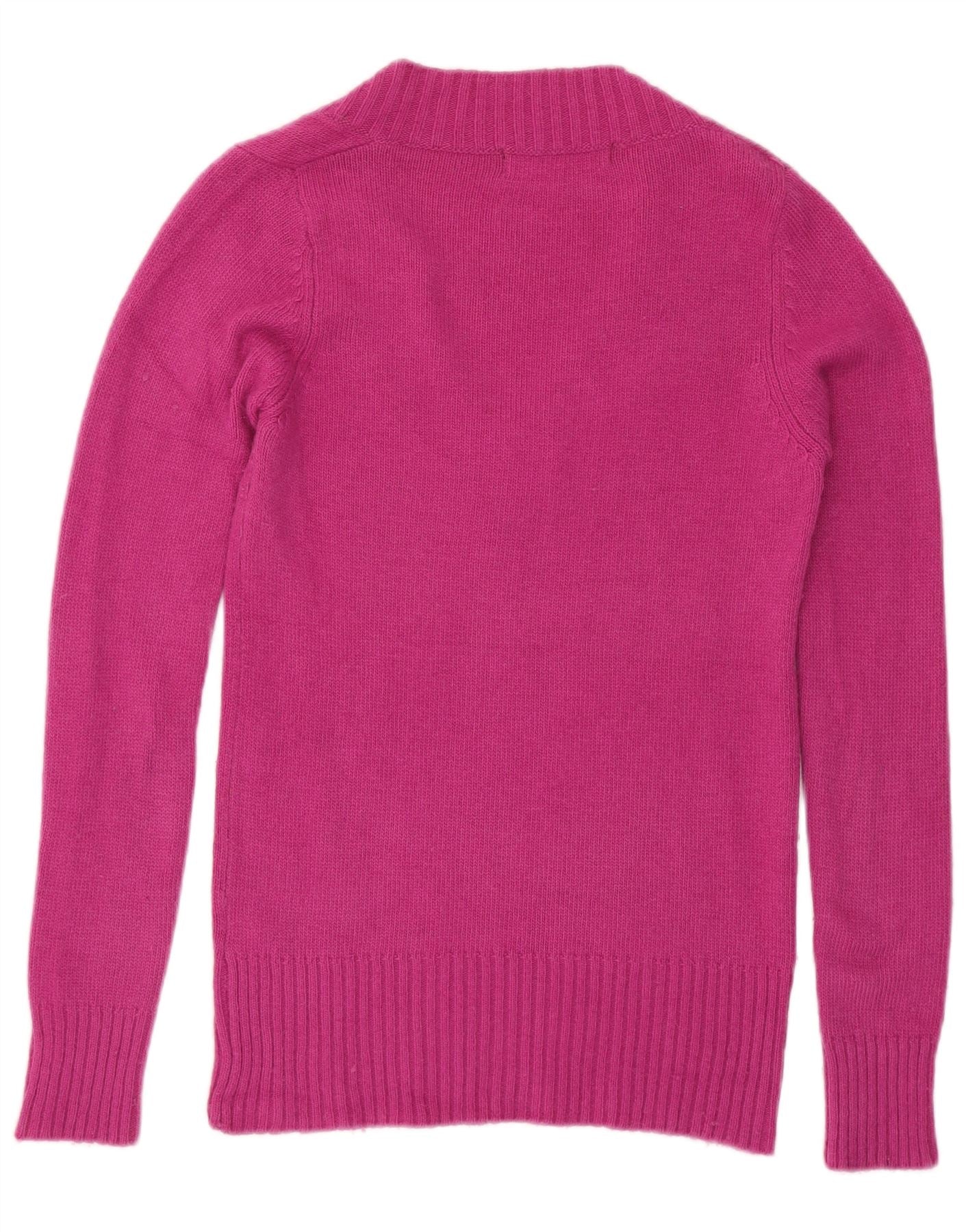 ZARA Womens V-Neck Jumper Sweater UK 10 Small Pink Nylon
