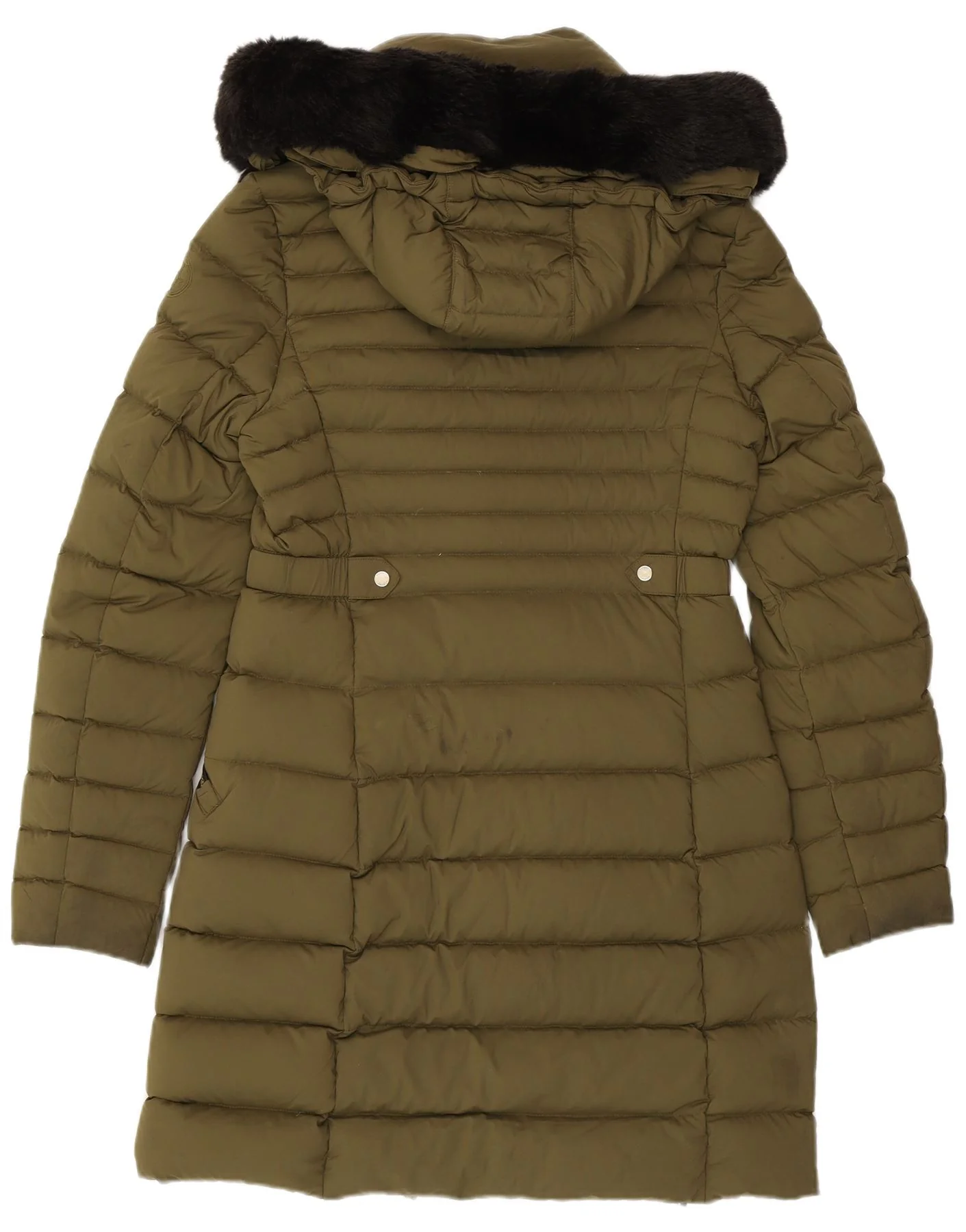 Abrigo acolchado con capucha para mujer de TOMMY HILFIGER, talla 10 pequeña, color caqui, poliamida