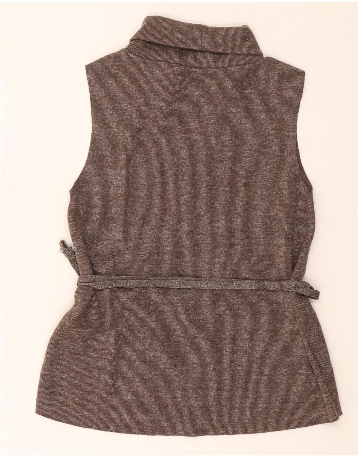 ZARA Womens Sleeveless Roll Neck Blouse Top UK 8 Small Brown Flecked